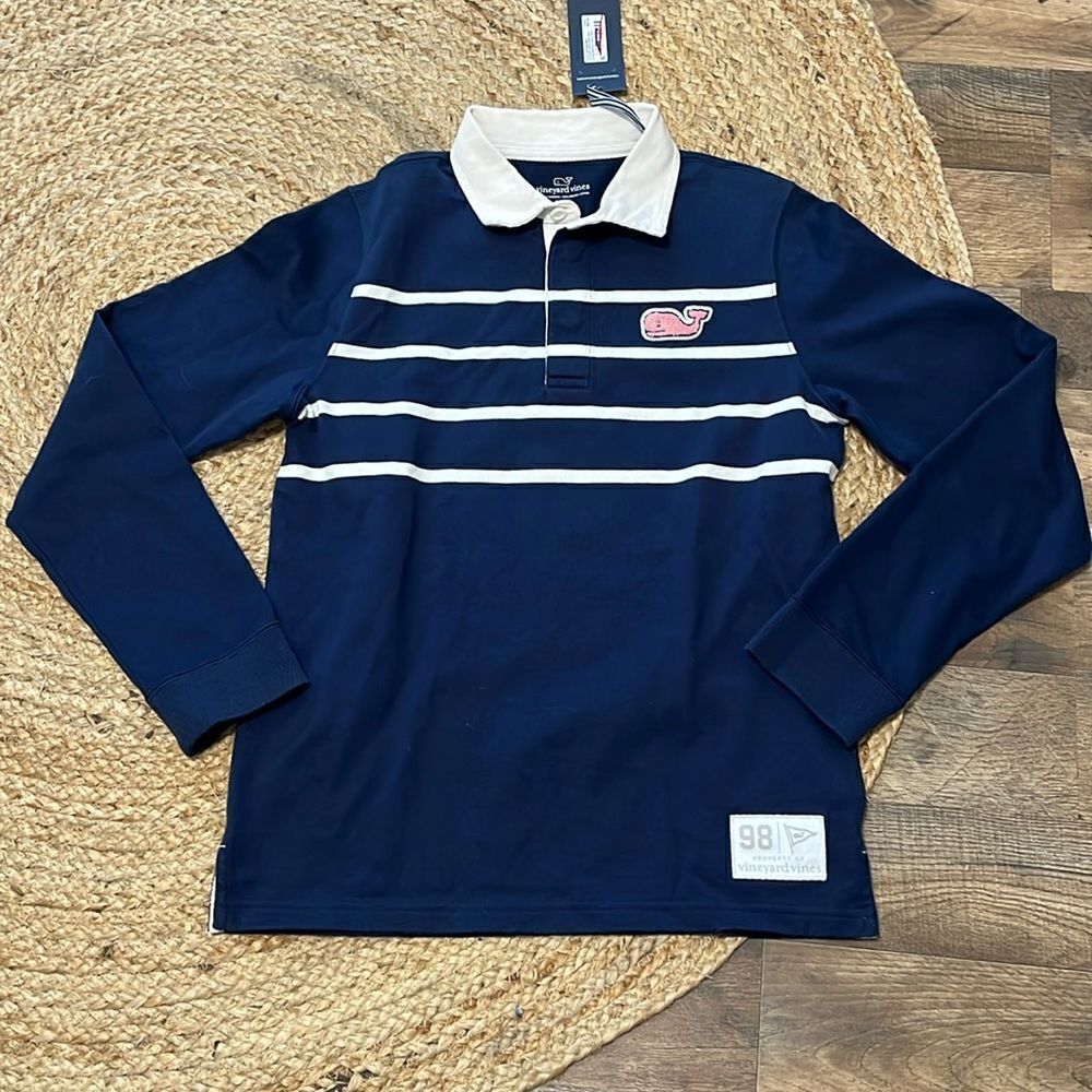Vineyard Vines Kids' Stripe Long Sleeve
Organic Cotton Rugby Polo size L (16)